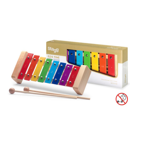 STAGG META K8 GLOCKENSPIEL METALLOFONO A 8 TASTI COLORATI CON BATTENTI