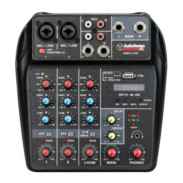 AUDIODESIGN PAMX.1.21 UK MIXER COMPATTO 2 CANALI MONO 1 CANALE STEREO USB/BLUETOOTH