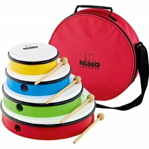 NINO SET6 SET CON 4 TAMBURELLI COLORATI CON CUSTODIA E BATTENTI