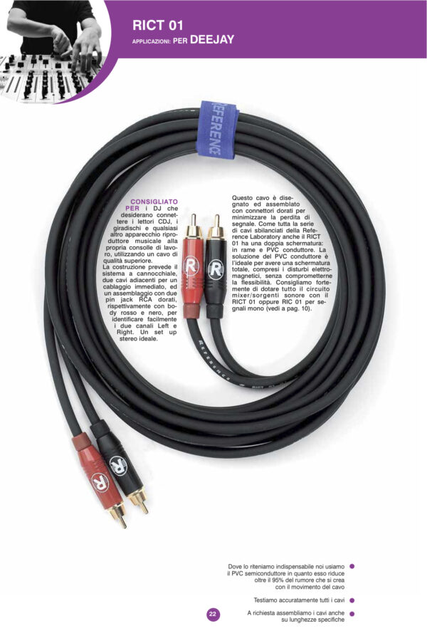 REFERENCE CABLE RICT01 CAVO 2 RCA - 2 RCA 3 MT PROFESSIONALE PER STRUMENTI RICT-01