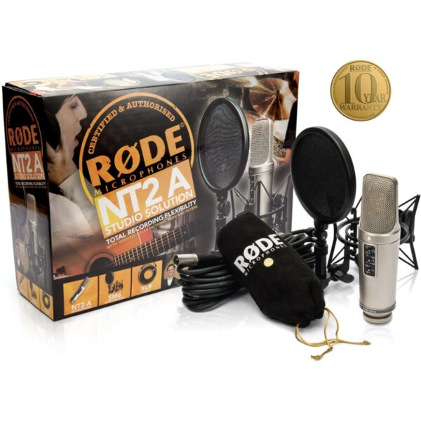 RODE NT2A BUNDLE STUDIO SOLUTION MICROFONO A CONDENSATORE MULTI PATTERN CON ACCESSORI  NT-2A