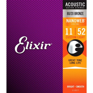 ELIXIR NANOWEB ACOUSTIC BRONZE CORDIERA MUTA CORDE CHITARRA ACUSTICA 80/20 WOUND
