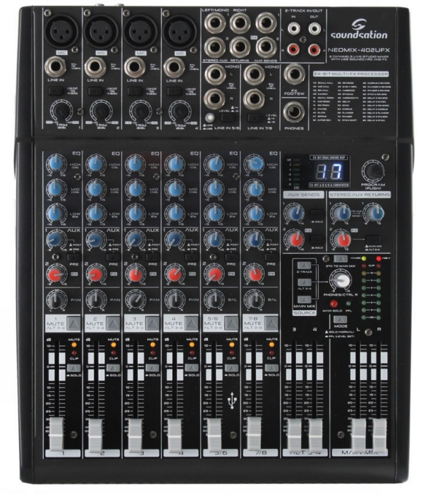 SOUNDSATION NEOMIX 402UFX  MIXER 6 CANALI CON EFFETTI E SCHEDA AUDIO USB