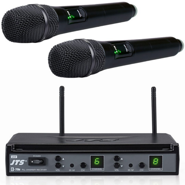 JTS E-7DU/E-7THD SISTEMA WIRELESS RADIOMICROFONO DOPPIO GELATO UHF 16 CANALI