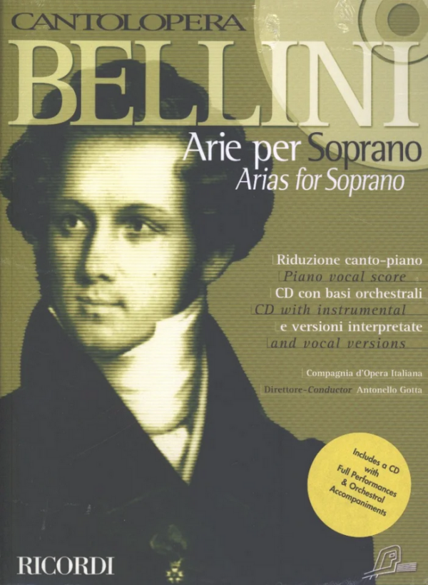 V. BELLINI CANTOLOPERA ARIE PER SOPRANO METODO LIBRO EDIZIONI RICORDI