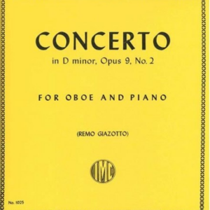 ALBINONI CONCERTO IN D MINOR OPUS 9, NO.2 PER OBOE E PIANO METODO LIBRO EDIZIONI INTERNATIONAL MUSIC