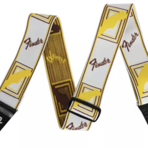 FENDER WEIGHLESS 2″ MONOGRAMME STRAP TRACOLLA PER CHITARRA BIANCO/MARRONE/GIALLO