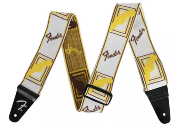FENDER WEIGHLESS 2" MONOGRAMME STRAP TRACOLLA PER CHITARRA BIANCO/MARRONE/GIALLO