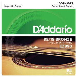 D’ADDARIO EZ890 BRONZE MUTA CORDE CHITARRA ACUSTICA TENSIONE SUPER LIGHT GAUGE 09-45