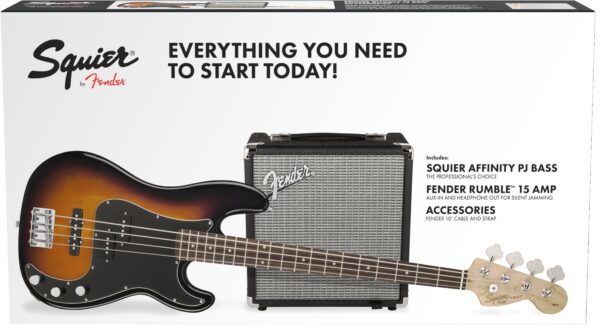 SQUIER BY FENDER  PJBSB PACK BASSO ELETTRICO PRECISION BASS SERIE AFFINITY PIU AMPLIFICATORE RUMBLE