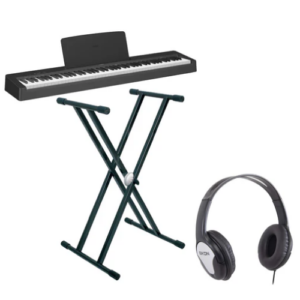PIANO DIGITALE Yamaha P-145B Pianoforte digitale a 88 tasti pesati Graded Hammer Compact, NeroYamaha P-145B Pianoforte digitale 88T pesati + cuffia Stand ad X + Cuffia