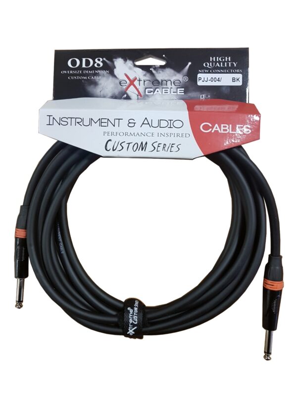 EXTREME PJJ-004/5M-BK OR CAVO AUDIO JACK PER STRUMENTI OD8 SERIE CUSTOM PER LIVE STUDIO 5 METRI ANELLI CONNETTORI ARANCIONI