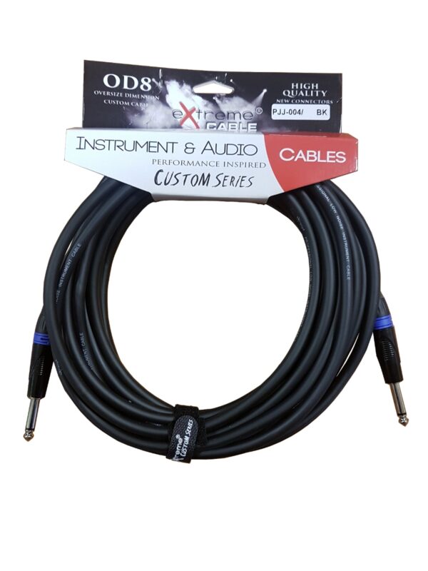 EXTREME PJJ-004/8M-BK BL CAVO AUDIO JACK PER STRUMENTI OD8 SERIE CUSTOM PER LIVE STUDIO 8 METRI ANELLI CONNETTORI BLU
