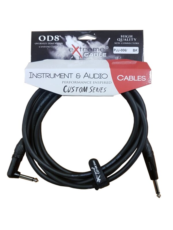 EXTREME PJJ-006/3M-BK BK CAVO AUDIO JACK PER STRUMENTI OD8 SERIE CUSTOM PER LIVE STUDIO 3 METRI ANELLI CONNETTORI NERI