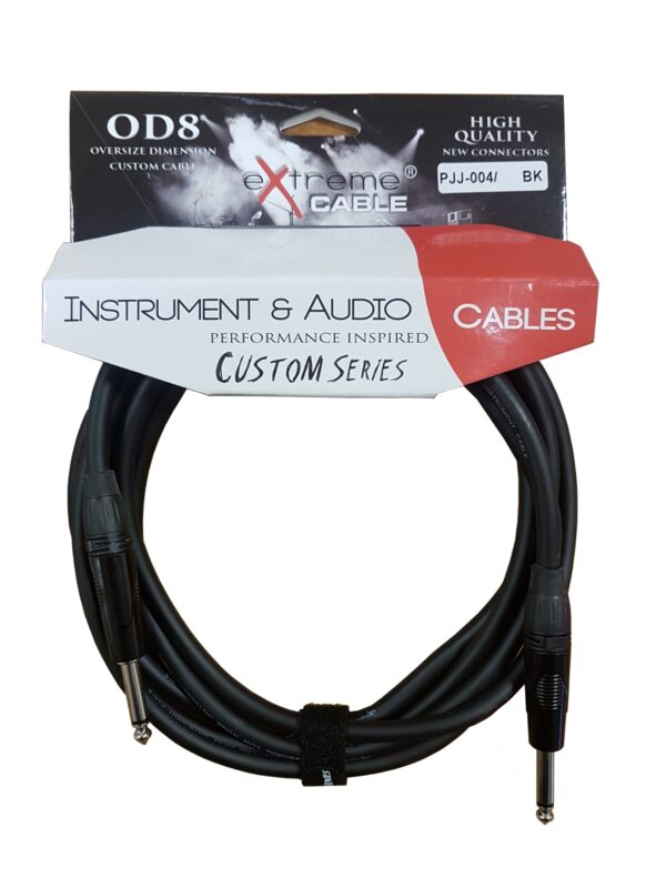 EXTREME PJJ-004/3M-BK BK CAVO AUDIO JACK PER STRUMENTI OD8 SERIE CUSTOM PER LIVE STUDIO 3 METRI ANELLI CONNETTORI NERI