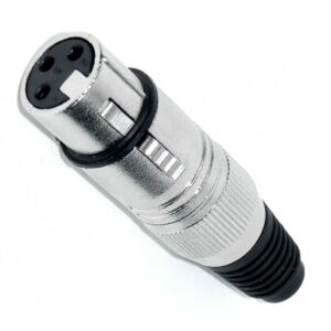 Connettore Volante XLR Femmina in Metallo con Pinza Stringicavo (Guidacavo in Gomma)