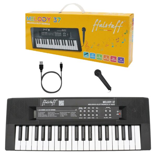TASTIERA 7 TASTI Mini Tastiera Elettronica 37 tasti - Uso Melodica (Nera)