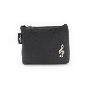 Borsa Portamonete tinta unita con chiave di violino (Colore Nero)