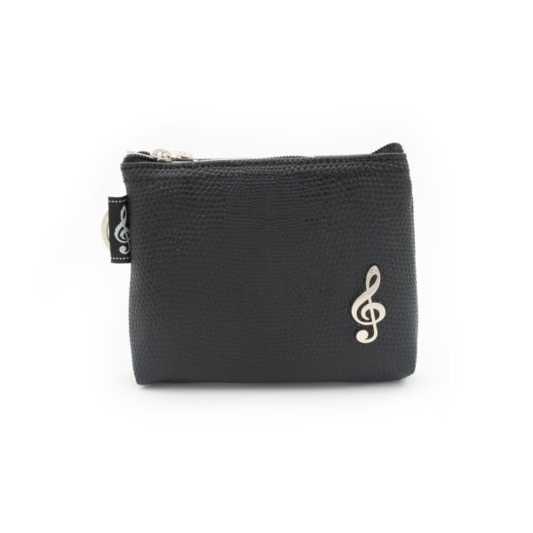 Borsa Portamonete tinta unita con chiave di violino (Colore Nero)
