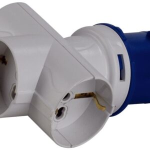 ADATTATORE CORRENTE IEC 309 IP20 DA SPINA CEE 16A 2P+T 3POLI A 3 PRESE FEMMINA SCHUKO 10/16A BIPASSO