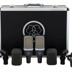 AKG C214 SET 2 MICROFONI STUDIO E LIVE A CONDENSATORE LARGO DIAFRAMMA VOCE E STRUMENTI + SOSPENSIONE A RAGNO + CUSTODIA IN METALLO + ADATTATORE E SUPPORTI