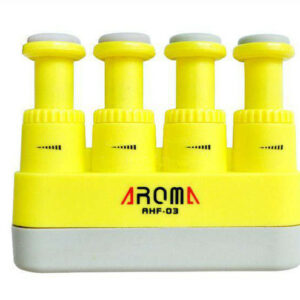 AROMA AHF-03YW ALLENATORE IMPUGNATURA GINNICO PER CHITARRA E FIATI COLORE GIALLO