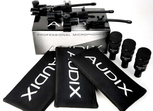 AUDIX D2 TRIO SET 3 MICROFONI DINAMICI IPERCARDIODE TOM + 3 CLAMPS DVICE + 3 BORSE P1