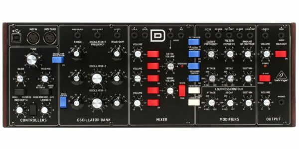 BEHRINGER MODEL-D SINTETIZZATORE ANALOGICO 3 VCO FILTRI LADDER ED LFO INTERFACCIA MIDI IN/THRU + 5 PIN