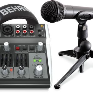 BEHRINGER PODCASTUDIO 2 USB SISTEMA PODCAST MIXER XENYX 302 + CUFFIE + MICROFONO + SUPPORTO DA TAVOLO