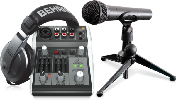 BEHRINGER PODCASTUDIO 2 USB SISTEMA PODCAST MIXER XENYX 302 + CUFFIE + MICROFONO + SUPPORTO DA TAVOLO