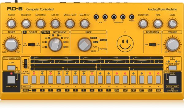 BEHRINGER RD-6 AM SMILEY RHYTHM DESIGNER AMBRA DRUM MACHINE GIALLA