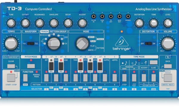 BEHRINGER TD-3 BB CELESTE SINTETIZZATORE ANALOGICO DI BASSI CON STEP SEQUENCER ARPEGGIATORE E FILTRO RISONANTE