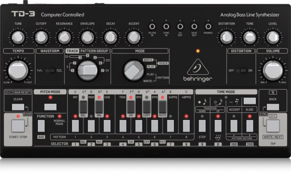 BEHRINGER TD-3 BK NERO SINTETIZZATORE ANALOGICO DI BASSI CON STEP SEQUENCER ARPEGGIATORE E FILTRO RISONANTE