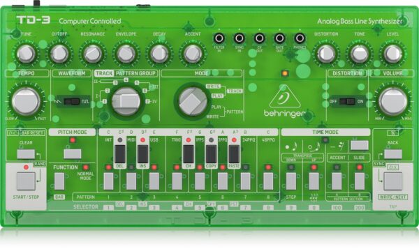 BEHRINGER TD-3 LM VERDE SINTETIZZATORE ANALOGICO DI BASSI CON STEP SEQUENCER ARPEGGIATORE E FILTRO RISONANTE