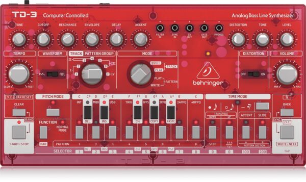 BEHRINGER TD-3 SB ROSSO SINTETIZZATORE ANALOGICO DI BASSI CON STEP SEQUENCER ARPEGGIATORE E FILTRO RISONANTE