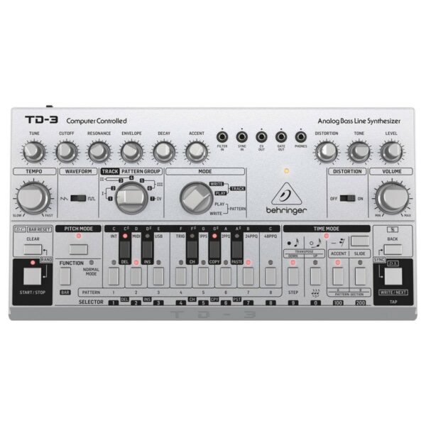 BEHRINGER TD-3 SR SILVER SINTETIZZATORE ANALOGICO DI BASSI CON STEP SEQUENCER, ARPEGGIATORE E FILTRO RISONANTE