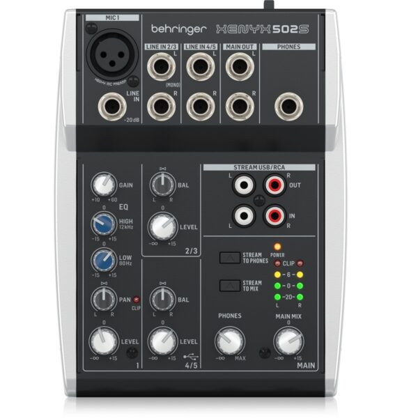 BEHRINGER XENYX 502S MIXER 5 INGRESSI CON INTERFACCIA STREAMING USB EX-DEMO