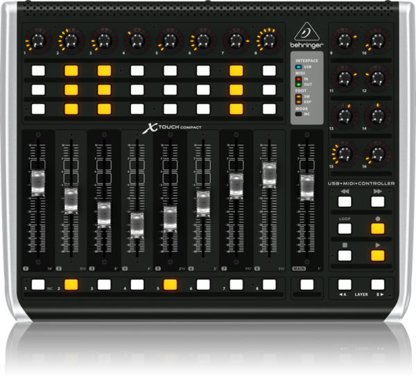 BEHRINGER X-TOUCH COMPACT CONTROLLER MIDI USB 9 FADER MOTORIZZATI SENSIBILI 16 ENCODER 34 TASTI