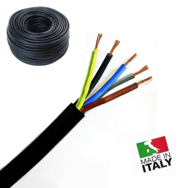 CAVO ALIMENTAZIONE H07RN-F 5G16 MM2 ISOLAMENTO NEOPRENE CON 5 CONDUTTORI SEZIONE 16MMQ ( AL METRO )
