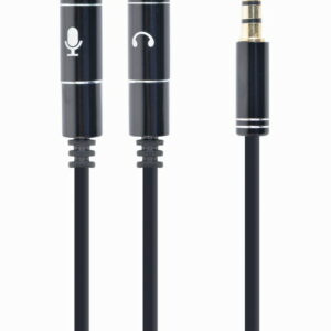 CABLEXPERT 3.5 MM AUDIO + MICROPHONE ADAPTER CABLE, 0.2 M, METAL CONNECTORS