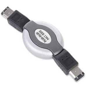 GEMBIRD COMPACT RETRACTABLE FIREWIRE (IEEE1394 STANDARD) CABLE, 6PM TO 6PM GOLD PLATED CONNECTORS, RETAIL BLISTER PACKAGE