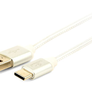 CABLEXPERT CAVO TYPE-C USB INTRECCIATO IN COTONE CON CONNETTORI METALLICI, 1,8 M, NERO
