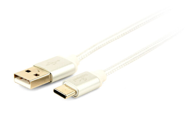 CABLEXPERT CAVO TYPE-C USB INTRECCIATO IN COTONE CON CONNETTORI METALLICI, 1,8 M, NERO