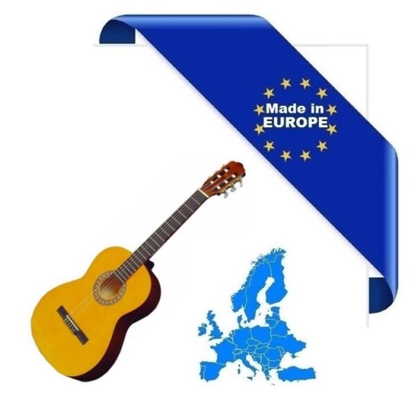 CHITARRA CLASSICA 4/4 MADE IN EUROPE TOP ABETE MASSELLO MANICO ACERO TASTIERA PALISSANDRO FONDO FASCE LIME SCALA 650MM