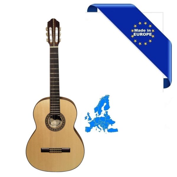 CHITARRA CLASSICA 4/4 SM40 MADE IN EUROPE TOP CEDRO MASSELLO FONDO-FASCE PALISSANDRO ROSETTA INTARSIATA MANICO MOGANO TASTIERA PALISSANDRO SCALA 650MM