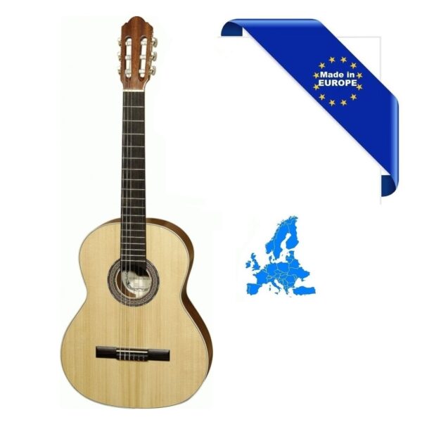 HORA CHITARRA CLASSICA 4/4 SM10 CRISTAL MADE IN EUROPE TOP ABETE MASSELLO SELEZIONATO FONDO-FASCE MOGANO MASSELLO ROSETTA INTARSIATA MANICO MOGANO TASTIERA PALISSANDRO SCALA 650MM