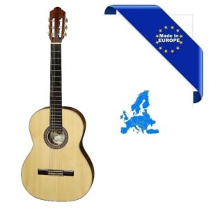 CHITARRA CLASSICA 4/4 SM30 MADE IN EUROPE TOP ABETE ROSSO MASSELLO FONDO-FASCE MOGANO ROSETTA INTARSIATA MANICO ACERO TASTIERA PALISSANDRO SCALA 650MM