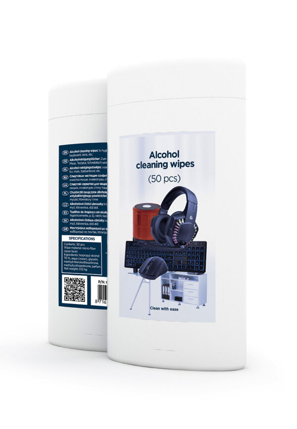 GEMBIRD ALCOHOL CLEANING WIPES (50 PCS), MICRO-FIBER