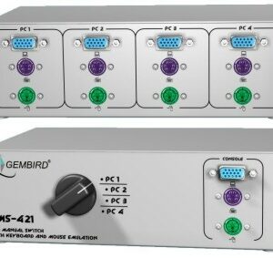 GEMBIRD MANUAL CPU SWITCH WITH KEYBOARD/MOUSE EMULATION FOR 4 PCS