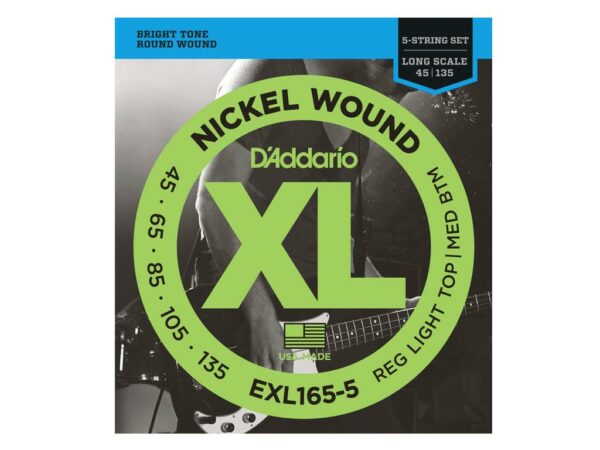 D' ADDARIO EXL165-5 CUSTOM LIGHT CORDIERA PER BASSO ELETTRICO 5 CORDE 045-135